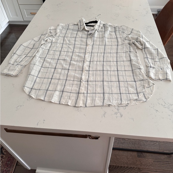 Abercrombie & Fitch long sleeve plaid oversized cotton button down shirt - Picture 9 of 10